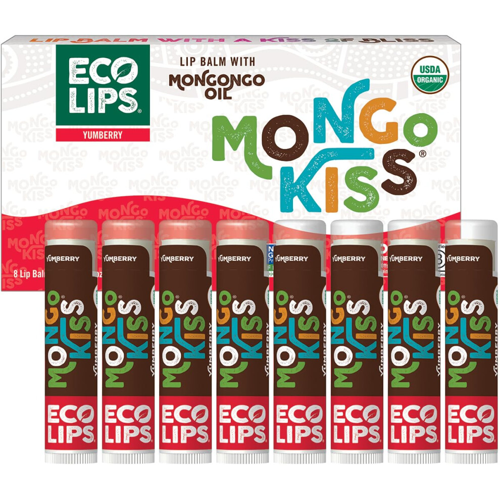 Eco Lã¦Ber Mongo Kiss Usda Organic Lip Balm Set 8-Pack (0.15 Oz. Each) With Mongongo Oil & Cocoa Butter To Moisturize Chapped Lips | Made In Usa By Eco Lips - Yu