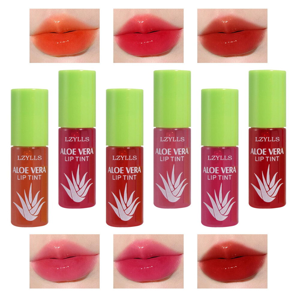 Lzylls 6 Pcs Aloe Vera Color Changing Change Lipstick Magic Lipstick Jelly Lip Balm Moisturizer Tinted Lip Tint Stain Long Lasting Waterproof Temperat