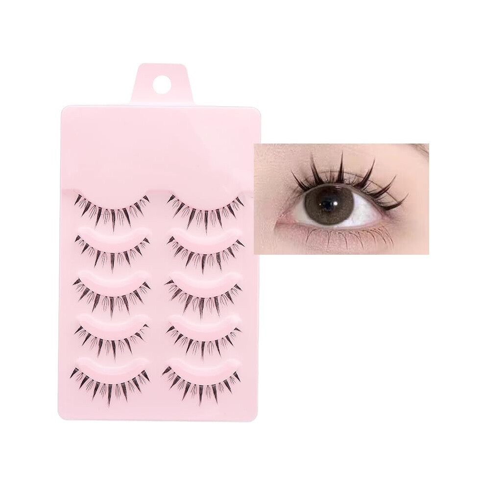 Dx Grandway Anime Lashes Korean Japanese Look Like Asian Natural Look False Eyelashes Manga Lashes Mink Wispy Fluffy Spiky 3D Volume Eyelashes Pack Cosplay Fake E