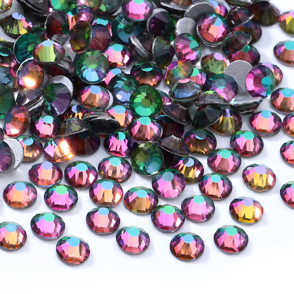 Meibite Green Volcano Flatback Rhinestones, Glass Rhinestones For Nail Art And Craft, Glue Fix, Loose Crystal Gemstones( Volcano, Ss12, 1440Pcs,