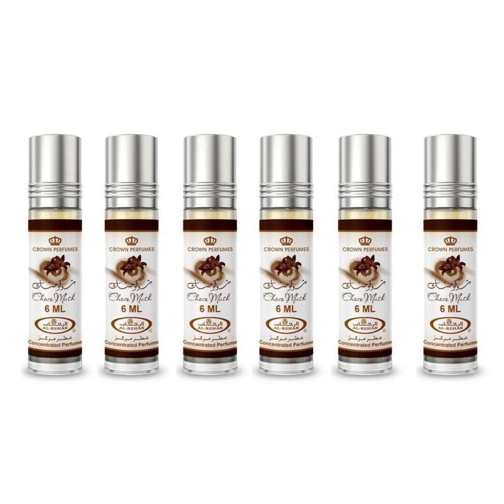 Al-Rehab Choco Musk Concentrated Perfume Rollerball For Unisex 0.2 Ounce (Pack Of 6)