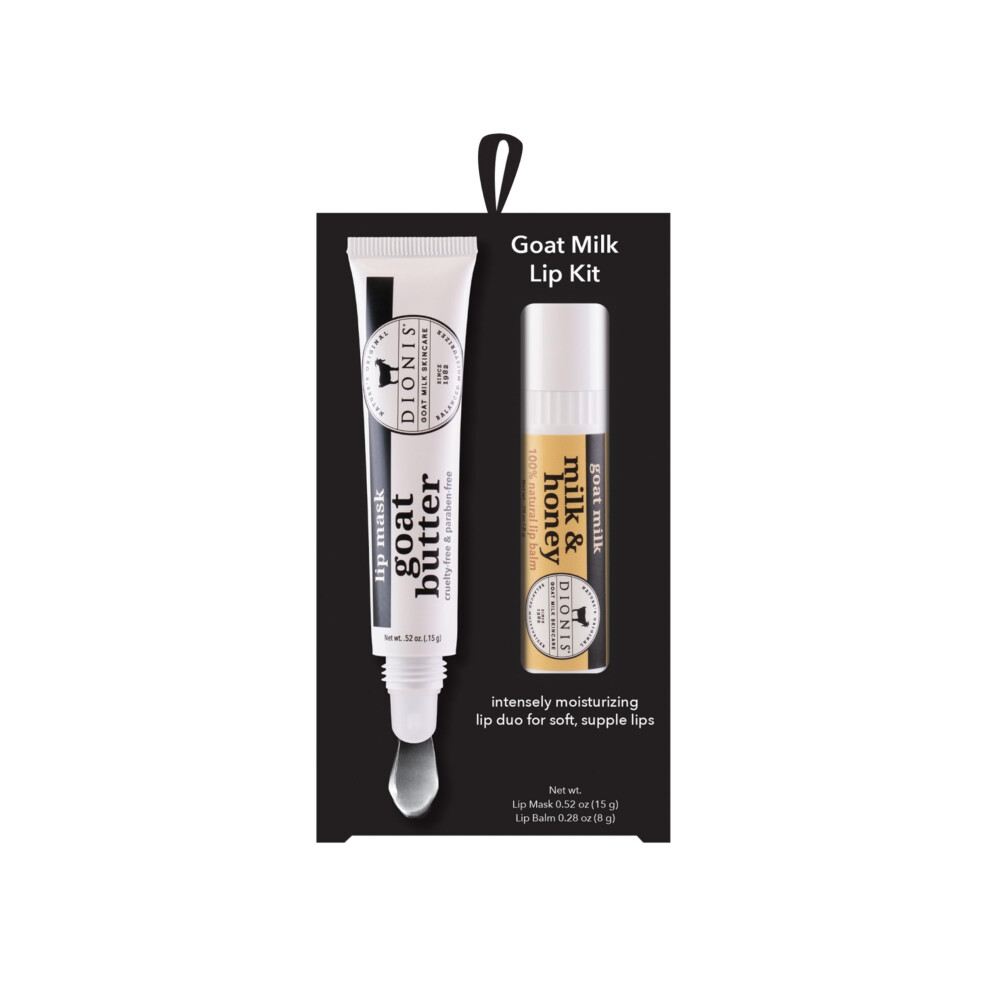 Dionis Goat Butter Overnight Lip Mask & Lip Balm Kit - Goat Milk Jojoba & Moringa Oils Moisturize & Repair Chapped Lips Overnight While Lip Balm Keep