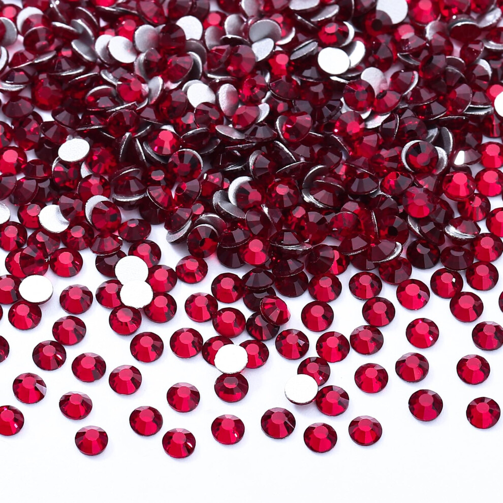 Meibite Siam Flatback Rhinestones Glass Rhinestones For Nail Art And Craft Glue Fix Loose Crystal Gemstones(Siam Ss10 2880Pcs 2.7-2.8Mm)
