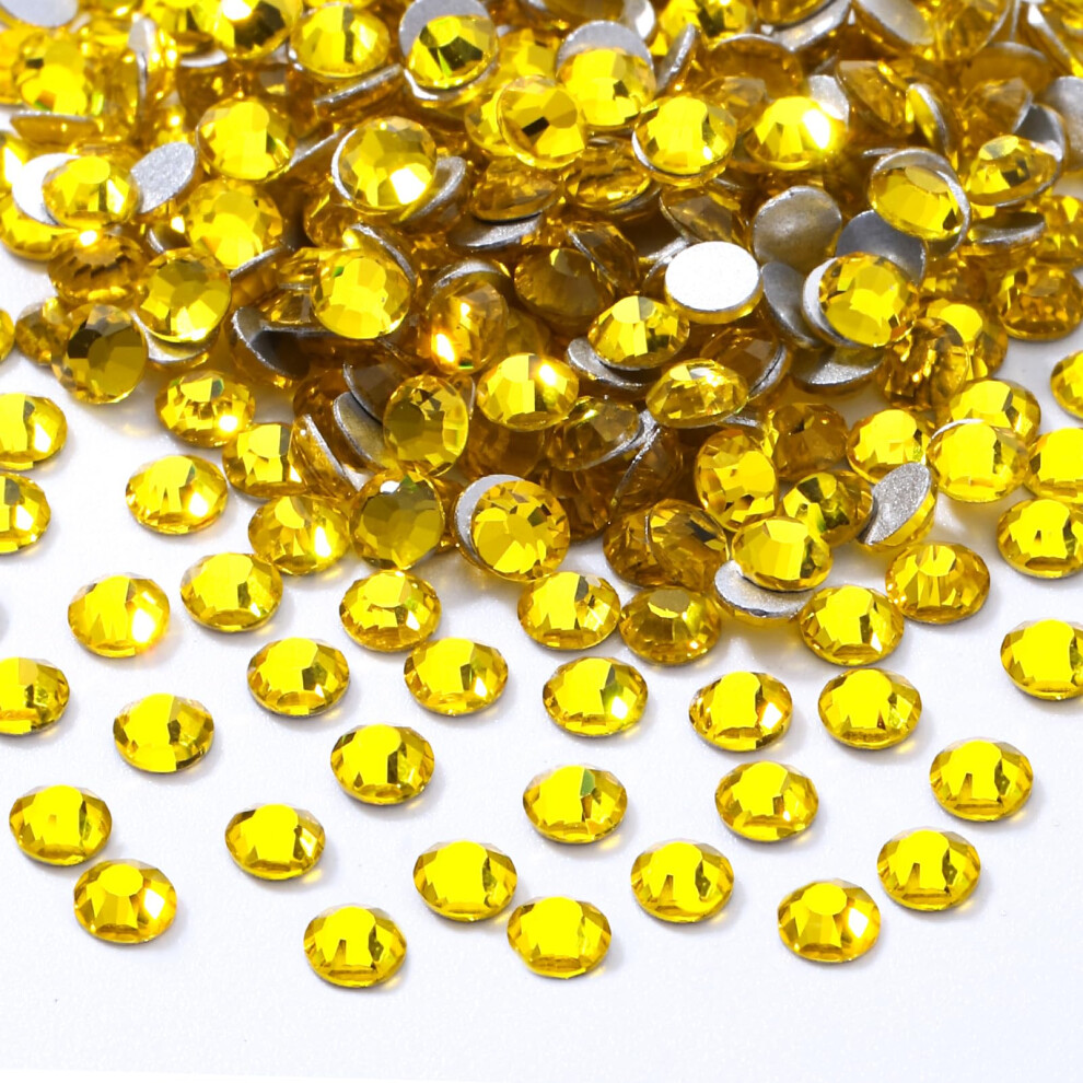 Meibite Yellow Flatback Rhinestones Glass Rhinestones For Nail Art And Craft Glue Fix Loose Crystal Gemstones( Ss4 2880Pcs 1.5-1.7Mm)