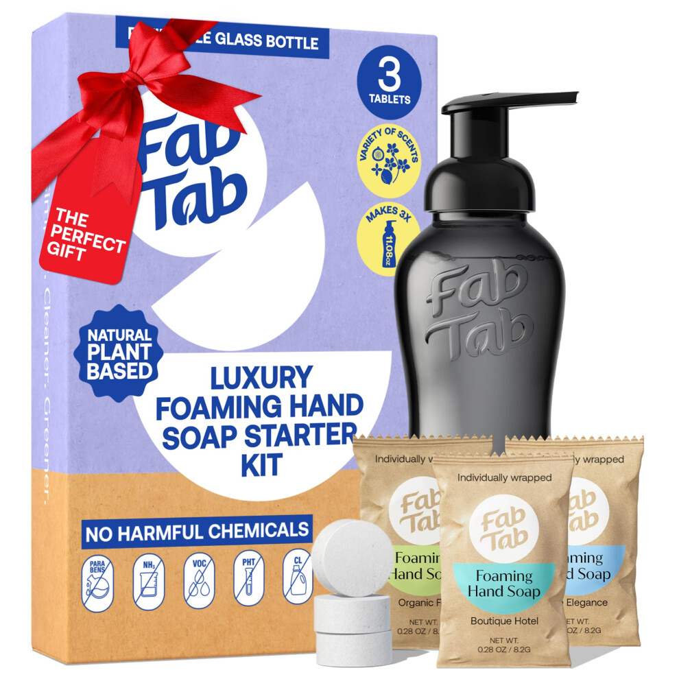 Fab -Fane Foaming Hand Soap - Luxurious Scents And Foaming Lather Botanical Tablets Just Add Water - Affordable Refill Tablets - Reusable Soap Dispenser - Fab