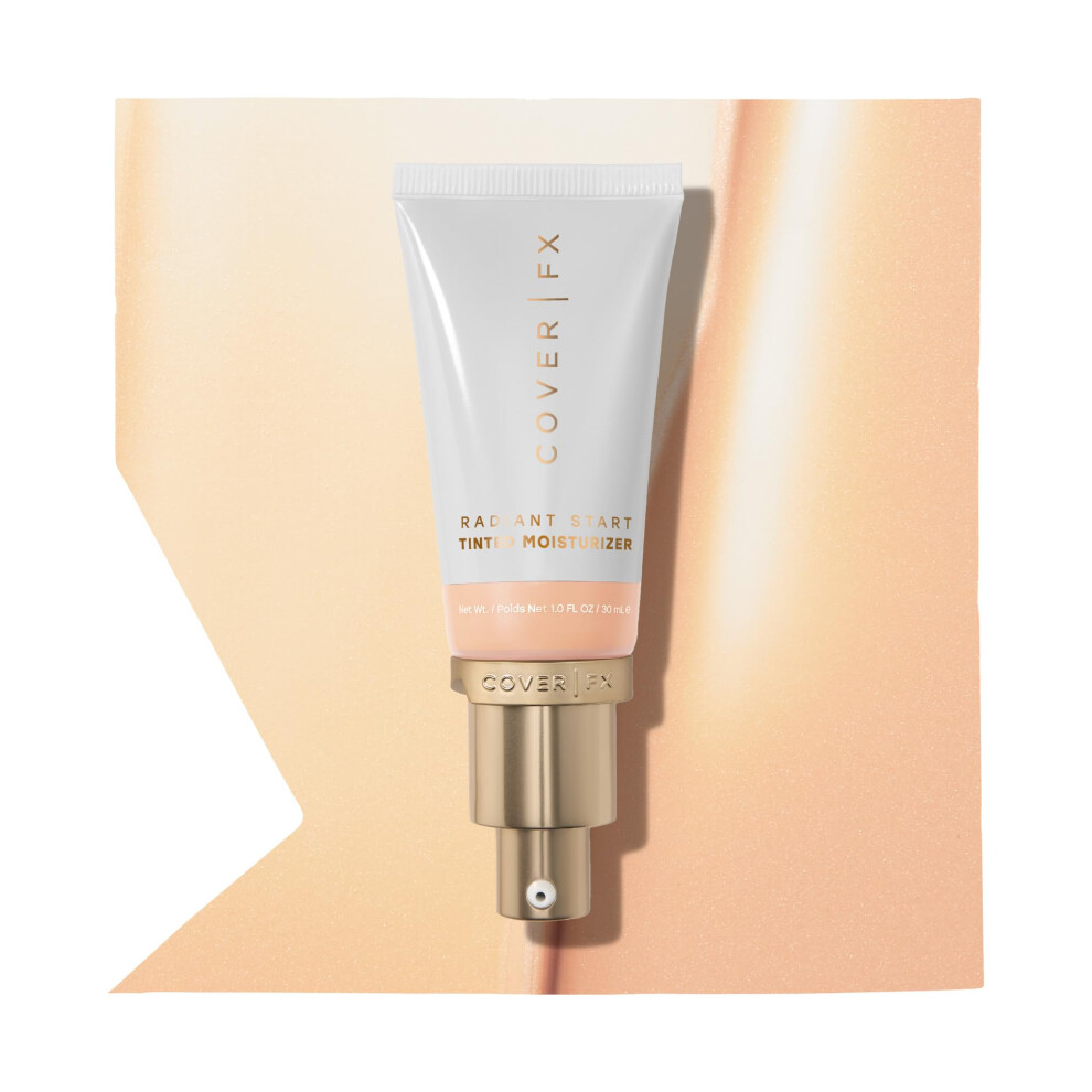 Cover FX Radiant Start Tinted Moisturizer Luminous Finish | Suitable For all Skin Types| Moisturizing Makeup| Light Coverage | 1 Fair with Neutral Pea