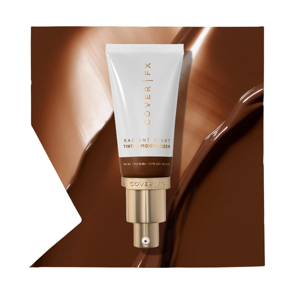 Cover FX Radiant Start Tinted Moisturizer Luminous Finish | Suitable For all Skin Types| Moisturizing Makeup| Light Coverage | 8- Deep skintones with