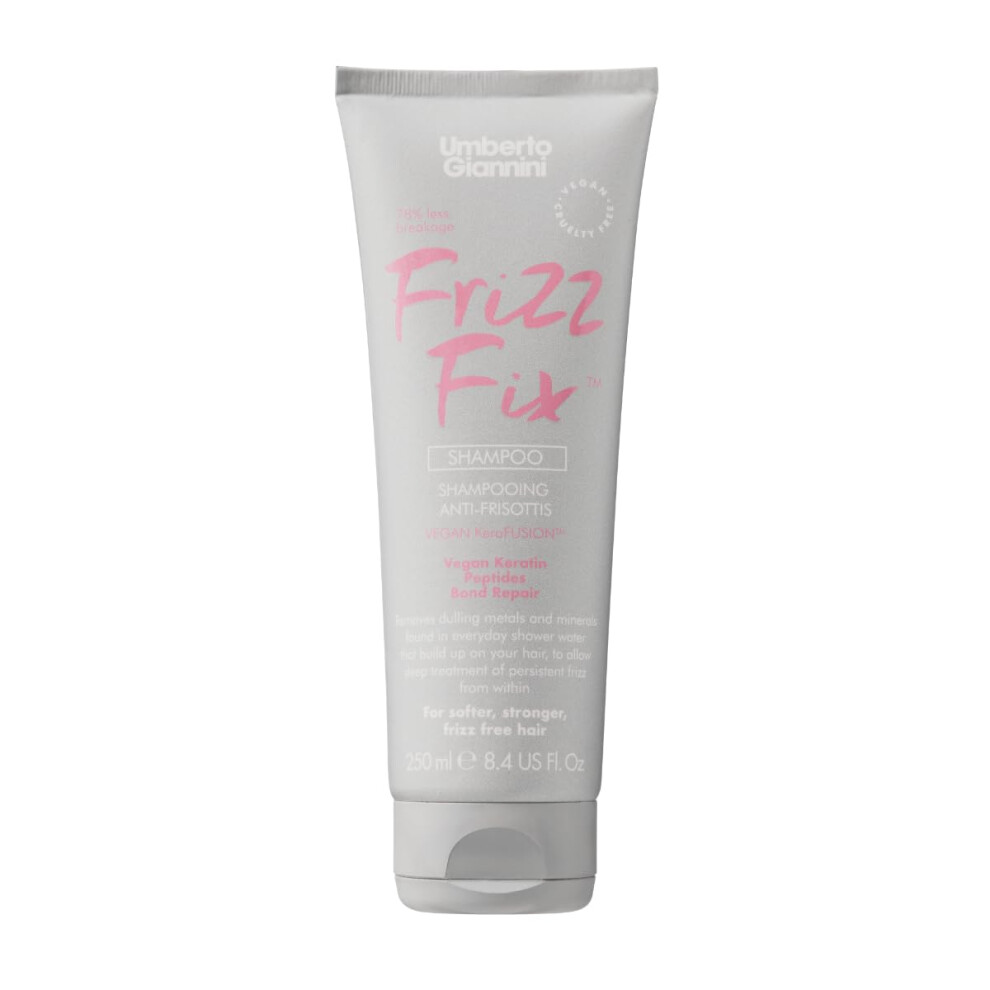 Umberto Giannini Frizz Fix Shampoo 8.4 Fl Oz - For All Types Of Frizzy & Damaged Hair With Vegan Kertain Bond Repair - Vegan & Cruelty-Free - Sulfate