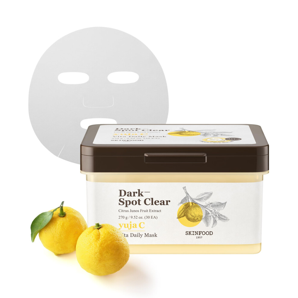 Alimentos Para La Piel Desde 1957 Dark Skinfood Yuja C Vita Daily Mask 9.52 Oz (30Ea) - Quick Blemish Care Even The Skin Tone Daily Sheet Mask -Spot Clear
