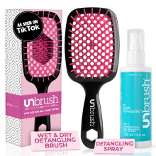 FHI Heat UNbrush Detangling Brush s UNwinder Detangling Spray Combo Pack - Gubancmentes hajfjdalommentes fogmoss antisztatikus srtk Knnyu hajke