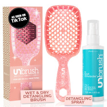 FHI Heat UNbrush Detangling Brush s UNwinder Detangling Spray Combo Pack - Gubancmentes hajfjdalommentes fogmoss Antisztatikus srtk Knnyu hajke