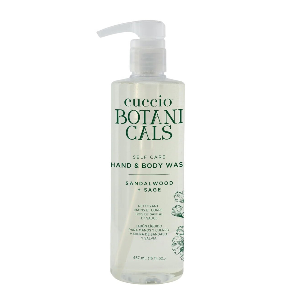 Cuccio Botanicals Gel Douche Hydratant Pour Les Mains Et Le Corps Bois De Santal Et Sauge 473 Ml - Nettoyant Hydratant Et Apaisant Pour Une Peau Douce-image