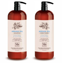 Soapbox Argan Shampoo & Conditioner Set, Volumengebend, Vegan, Farbsicher, Sulfat- und Silikonfrei, Je 1 Liter (2er-Pack)