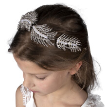 Bandeau d'accessoires d'accessoires pour les cheveux en ramine de Needzo Silver pour la premiere communion Mariages Flower Girl and Bridal Events