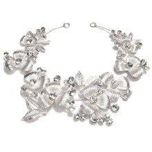 Needzo First Communion Floral Hair Vine Silver Tone Rhinestone Accessory for Weddings Flower Girls and Prom Bridal Headband One Size