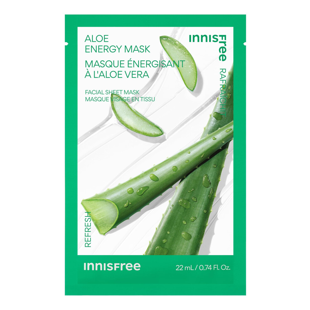 Innisfree Aloe Energy Mask Hydrating And Soothing Serum Korean Sheet Mask Face Mask For Bright Glowing Skin