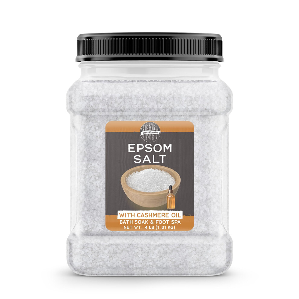Breza A L Ka Birch & Meadow Epsom Salt With Cashmere Oil, 4 Lb, Magnesium Sulfate, Bath Soak, Calming & Relaxing