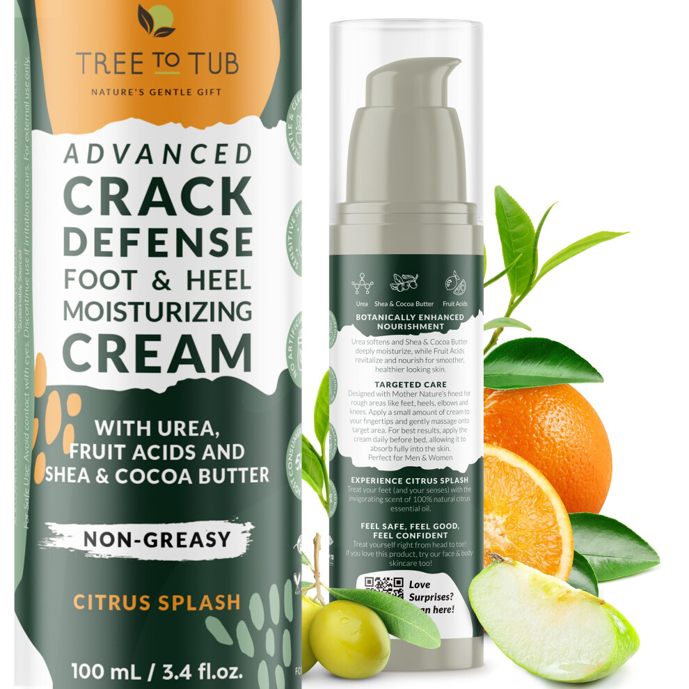 Tree To Tub Cream Foot For Dry Cracked Heels And Feet - Foot Lotion For Dry Cracked Feet Non-Greasy Foot Moisturizer Urea W/Softening Shea Coco