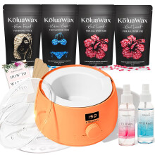 KoluaWax Premium Waxing Kit for Women - Hot Melt Hard Wax Warmer for Hair Removal, Eyebrow, Bikini, Legs, Face, Brazilian Wax - Machine, 4-Pack Beads,