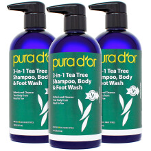 PURA D'OR 3 az 1-ben teafa sampon test- s lbmos sampon (16 uncia x3 = 48 uncia) Total Body Care - Lbszag s napi higinia tiszttsi rutin edzs