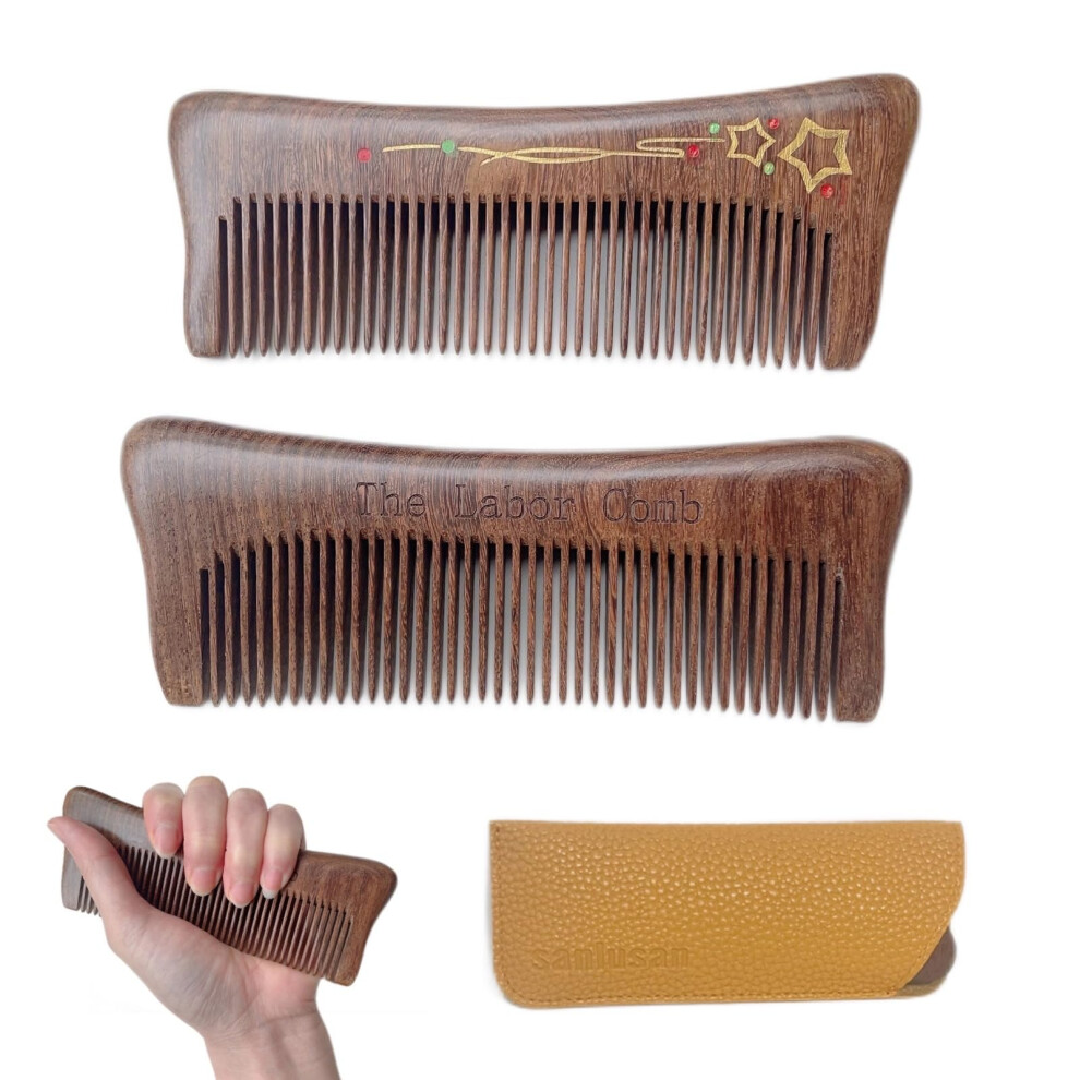 Sanlusan 2 Pi Ces Peignes De Travail Pour Les Douleurs Du Travail Peignes D'accouchement Peignes En Bois Naturel Pour Les Contractions De Grosses-image