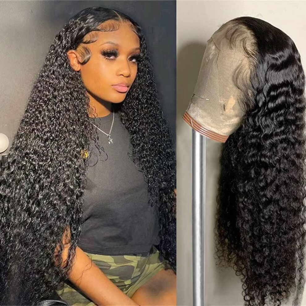 Tobasew 32 Inch Deep Wave Lace Front Wigs Human Hair 13X4 Hd Transparent Deep Curly Lace Frontal Wigs Human Hair Pre Plucked Glueless Brazilian Virgin