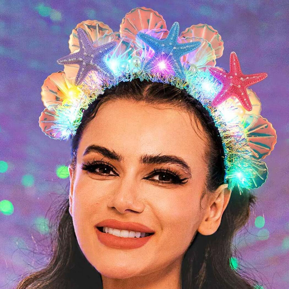 Gortin Leuchtendes Meerjungfrau-Seestern-Stirnband Le Leuchtendes Muschel-Haarband Strandkost M Kopfbedeckung Haar-Accessoires F R Frauen-image