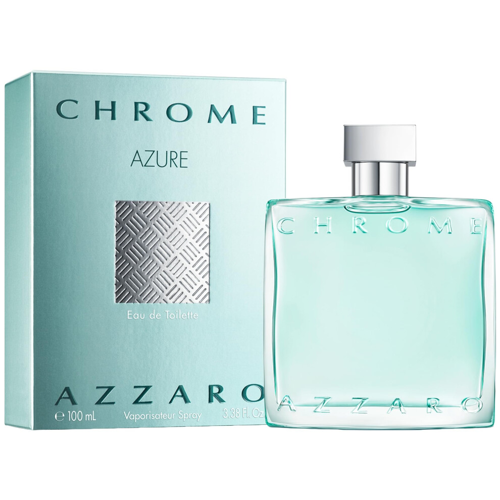 Azzaro Chrome Azure Eau De Toilette - Aquatic & Fresh Mens Cologne For Summer - Woody & Earthy Fragrance - Lasting Wear - Scent Notes Of Bergamot