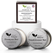 /liv/ Nature Shampoo Bar and Conditioner with Travel Tins | Rosemary Biotin Castor Oil | Growth Volume Thickening | For Thinning Hair | USA 2-pk