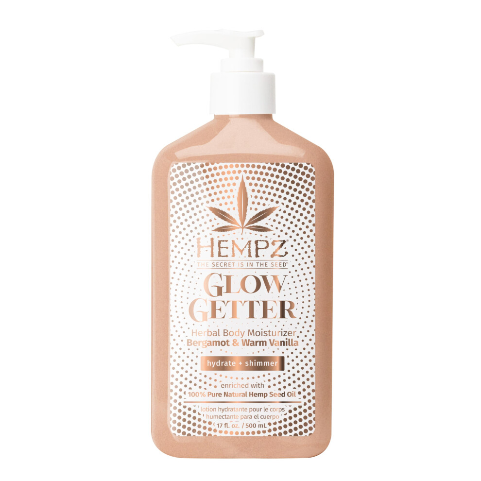 Hempz Glow Getter Body Lotion Hydrating Moisturizer With Shimmer 17 Oz.
