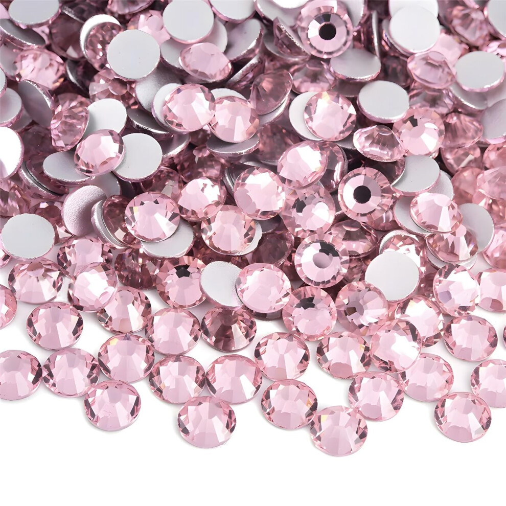 Kzkcy Light/Pink Flatback Rhinestones Round Gems For Nails Art And Crafts 4000Pcs Ss6 2Mm Glitter Crystals Stone Diy Bags Clothes Shoes ( Pink)
