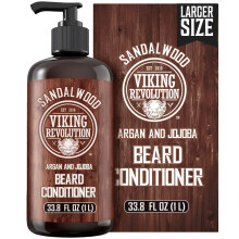Viking Revolution Sandalwood Beard Conditioner for Men with Argan Oil and Jojoba Oil - Beard Softener and Strengthener Natural Beard Conditioner - Be
