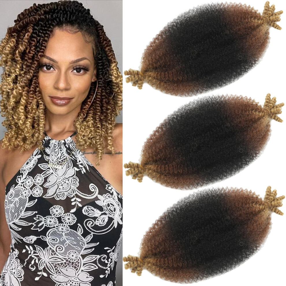 Miyamarch 8 Inch Springy Afro Twist Hair Marley Twist Braiding Hair 3 Packs Kinky Twist Hair Short Marley Hair Wrapping Hair For Soft Locs Passion Hair Extensio