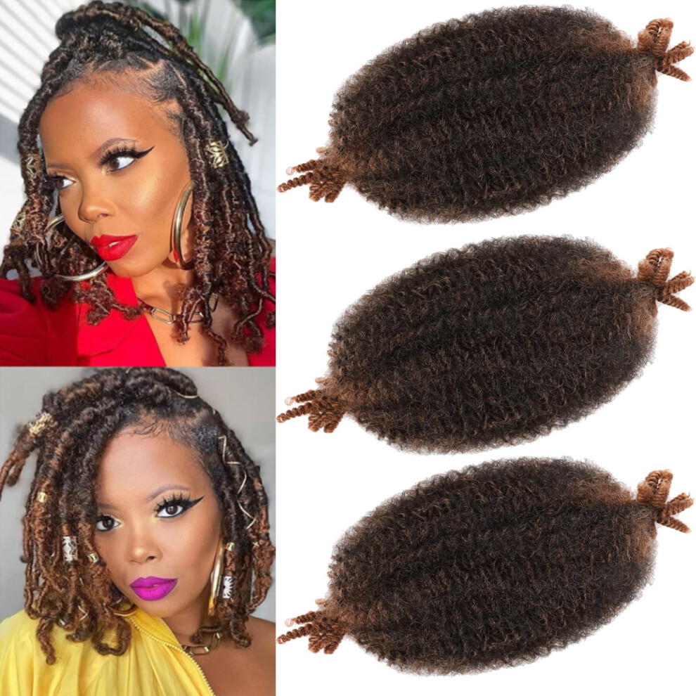 Miyamarch Unisex Not,Specified 8 Inch Springy Afro Twist Hair Marley Twist Braiding Hair 3 Packs Kinky Twist Hair Short Marley Hair Wrapping Hair For Soft Locs Passion Hair Extensio