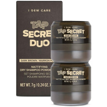 Shampoing sec en poudre I DEW CARE - Duo Tap Secret Dark Brown | À la bétaïne et au ginseng noir. Sans aérosol, sans benzène, matifiant et stimul