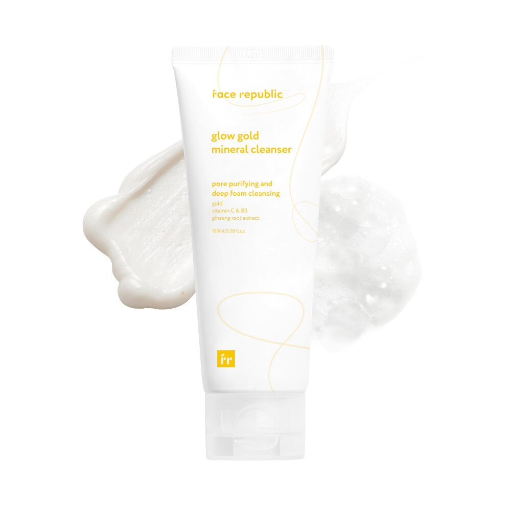 Stã¥R Over For Republik Gold Face Republic Glow Mineral Cleanser 100Ml 3.38 Fl Oz | Deep Pore Purifying Foam | Vitalizing For Dull Skin | Rice Bran Ginseng Vitamins