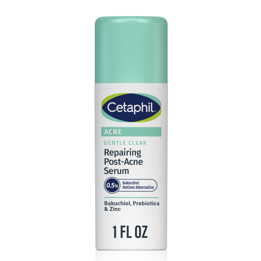 CETAPHIL Gentle Clear Repairing Post-Acne Serum  Retinol Alternative  Oil Free Serum for Sensitive Skin  1 Fl Oz  Bakuchiol  Improves Skin Tone & Post