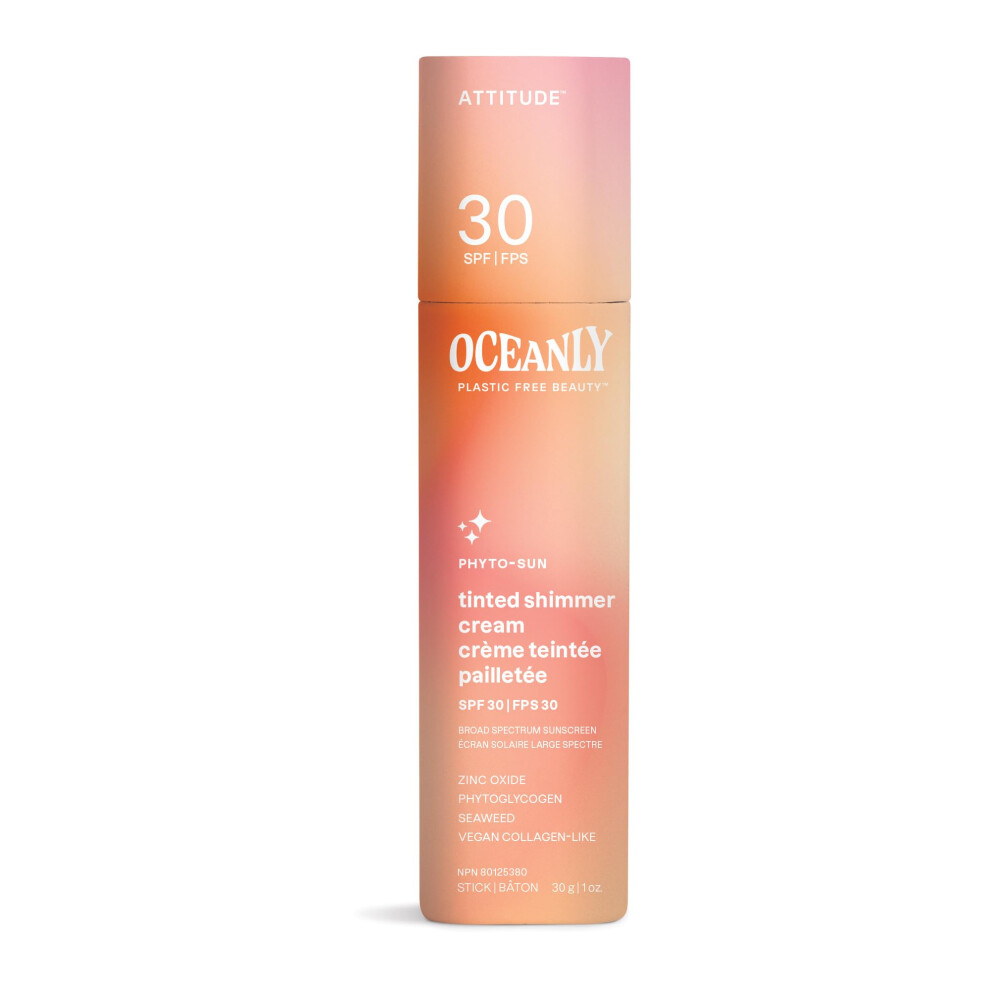Holdning Cream Attitude Oceanly Tinted Shimmer Face Stick With Spf 30 Ewg Verified Plastic-Free Broad Spectrum Uva/Uvb Protection With Zinc Oxide Universal