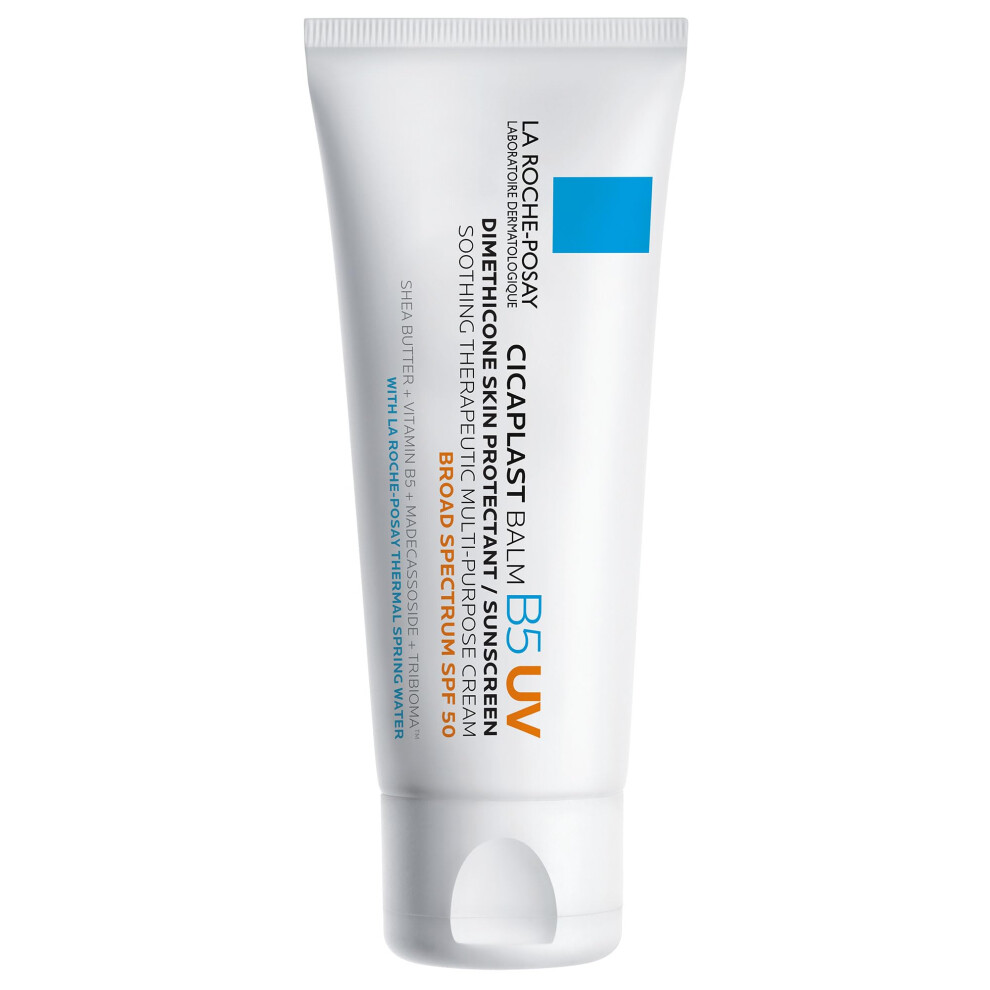 La Roche-Posay Cicaplast Balm B5 UV SPF 50 | Vitamin B5 + Shea Butter + Tribioma + Madecassoside + Zinc Oxide Sunscreen | Post Treatment Skin Protecta
