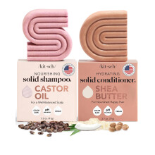 Kitsch Castor Oil Shampoo Bar & Shea Butter Conditioner Bar for Hair Growth & Hydration | Vegan & All Natural Solid Bar | Hydrating & Moisturizin