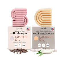 Kitsch Lot de 2 barres de shampoing  l'huile de ricin et aprs-shampooing hydratant en profondeur  l'huile de noix de coco  Hydratant pour che