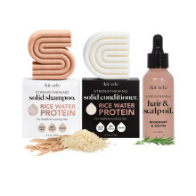 Kitsch Rice Shampoo & Conditioner Bar Pre-Wash Scalp Serum - Rice Water for Strengthening Hair Rosemary for Healthy Scalp Paraben-Free 3pc Set