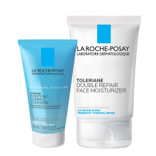 La Roche-Posay Toleraine Skin Care Set | Double Repair Face Moisturizer 100ml & Purifying Foaming Facial Cleanser 50ml | Oil Free Moisturizer & Face W