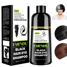 Farndu schwarzes Haarfrbe-Shampoo, Haarfrbe-Shampoo fr Damen und Herren, Champu Para Canas, sofortige graue Haarabdeckung, natrliches 3-in-1-Haar