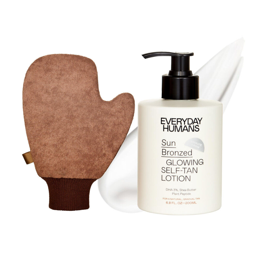 Everyday Humans Sun Bronzed Glowing Self -Tan Lotion (Light to Medium) + Tanning Mitt