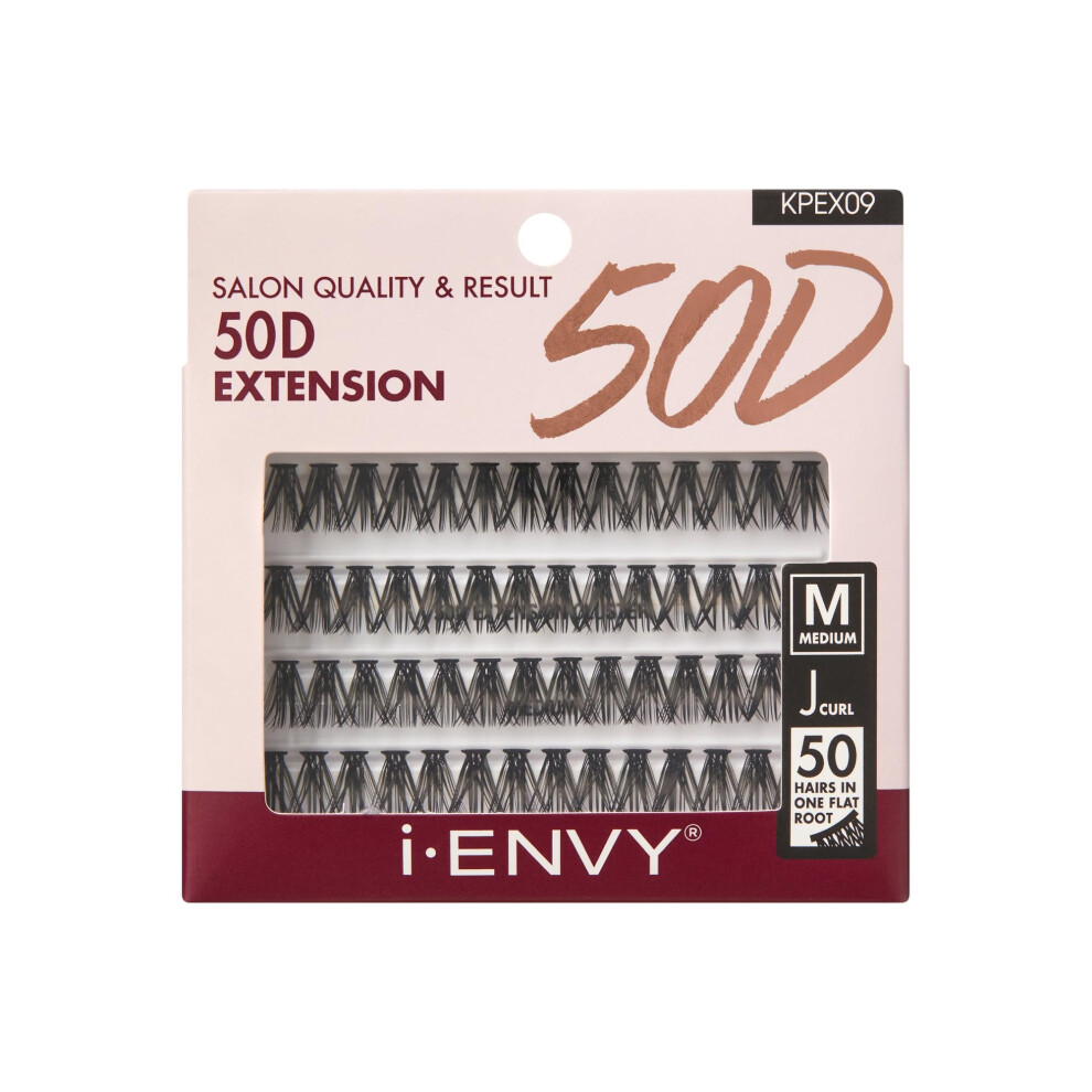 Ienvy I-Envy 50D Extension Cluster Individual Lashes Easy To Apply Flat Tapered-End Root Pre-Fanned Volume Lashes J Curl With Soft Fiber Quick Applicat
