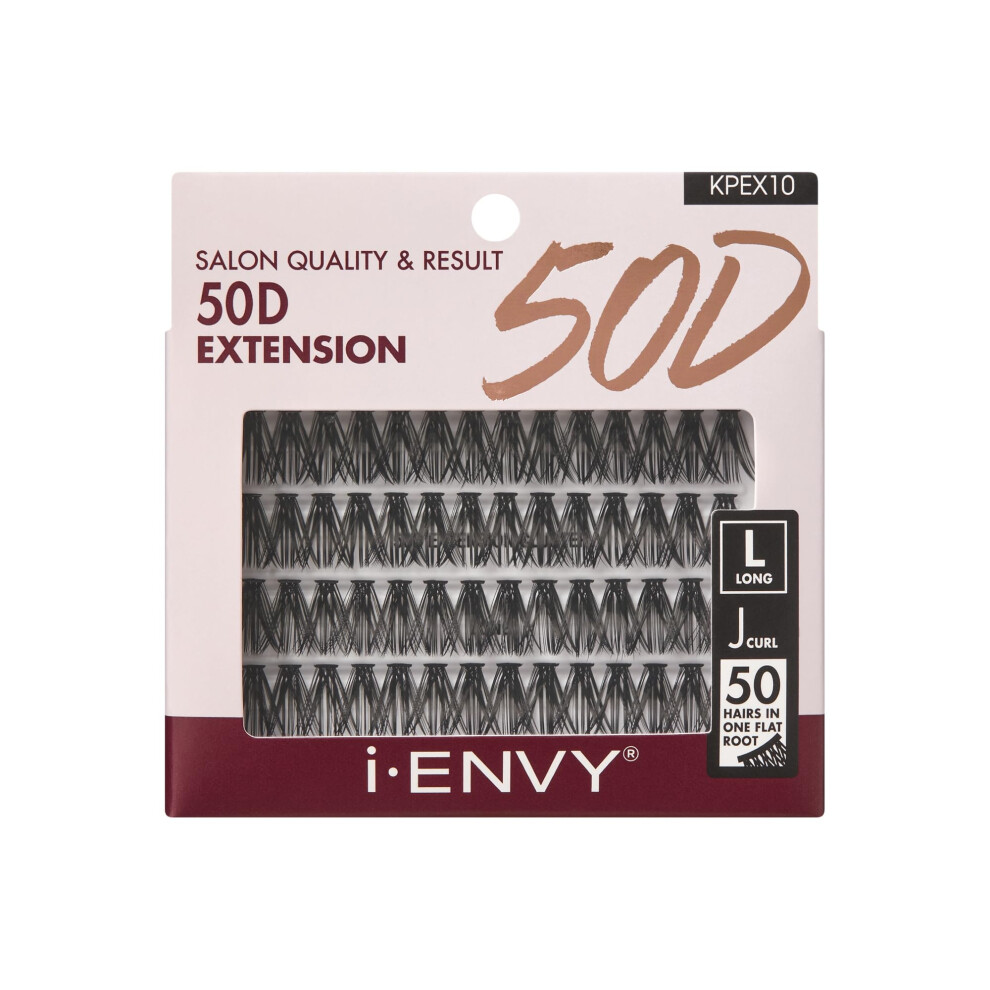 Ienvy I-Envy 50D Extension Cluster Individual Lashes Easy To Apply Flat Tapered-End Root Pre-Fanned Volume Lashes J Curl With Soft Fiber Quick Applicat