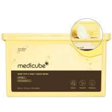Medicube Deep Vita C Daily Quick 30 Sheet Masks - Vegan Certified Quick Dispenser Triple Vitamin Complex för utstrålning och hydrering - Koreansk