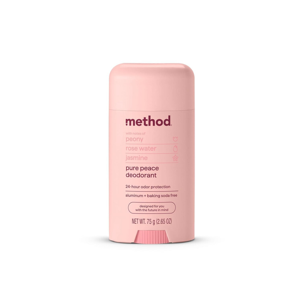Method Deodorant  Pure Peace  Rose Water  Peonies + Pink Sea Salt notes  24 Hour Odor Protection  2.65 oz