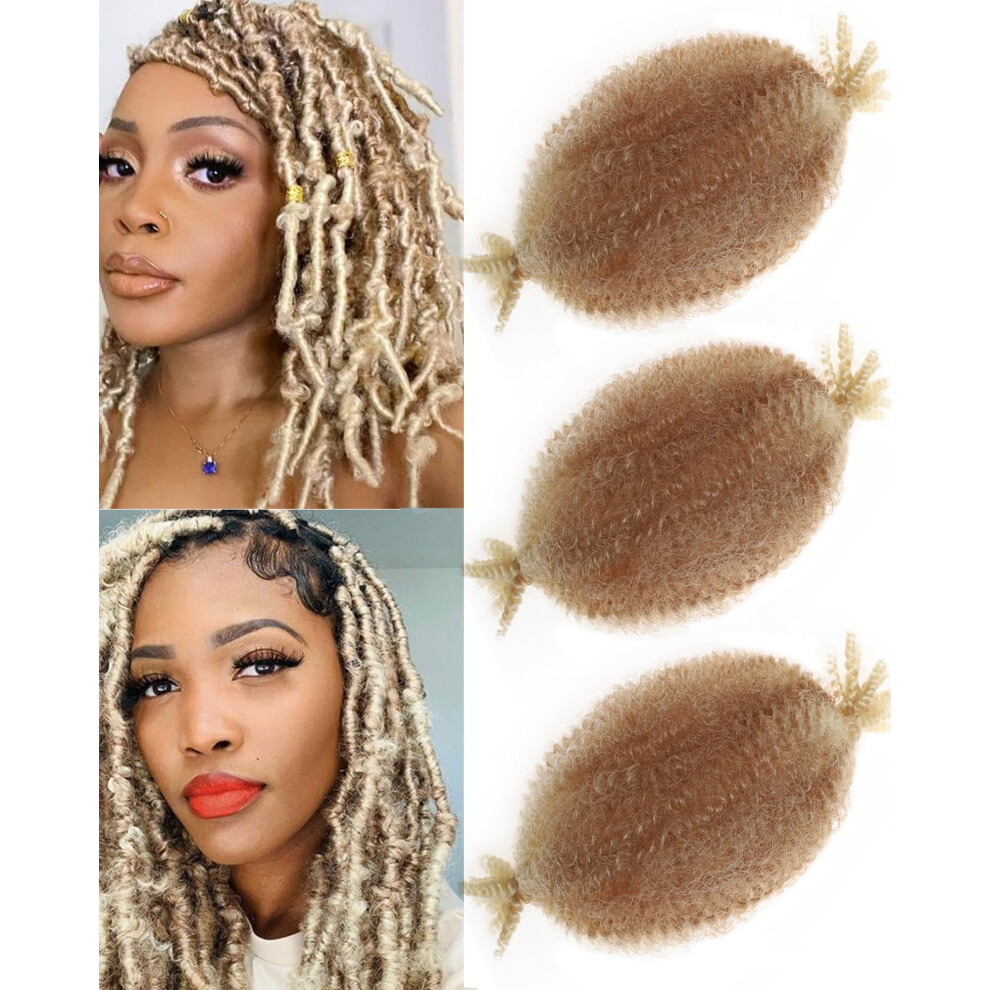 Miyamarch Unisex Not,Specified 3 Packs Springy Afro Twist Hair 8 Inch Marley Twist Braiding Hair Blonde Kinky Twist Hair For Women Short Marley Twist Wrapping For Soft Locs Passion